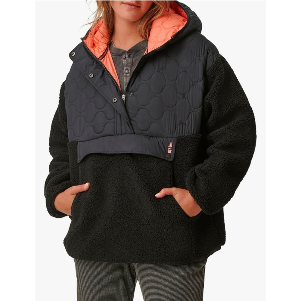 Bass‎ Outdoor Black Women’s Pullover Jacket Hooded Fleece Qaurter - Zip Medium